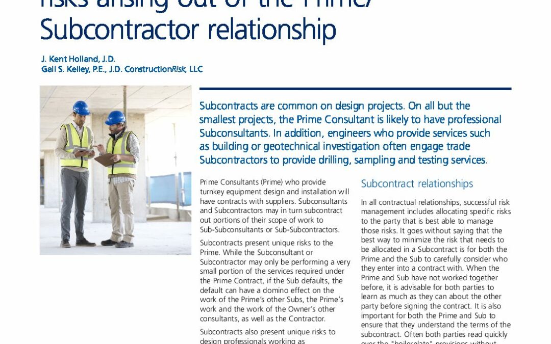 Prime – Subcontractor Risks for Design Professionals – Zurich briefing